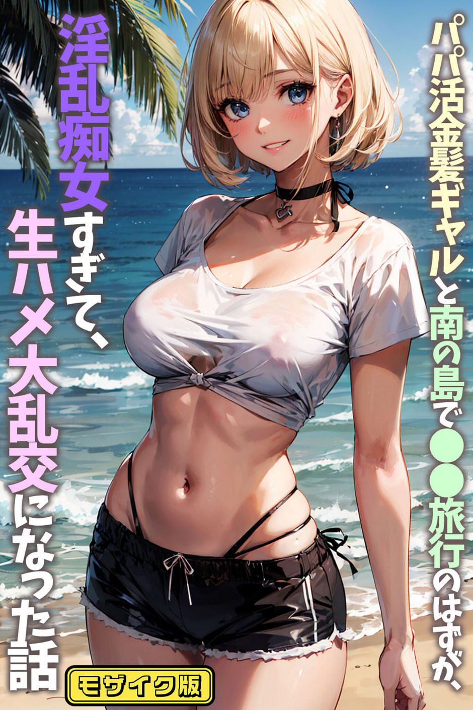 パパ活金髪ギャルと南の島で●●旅行のはずが、淫乱痴女すぎて、生ハメ大乱交になった話 モザイク版 1 ページ目