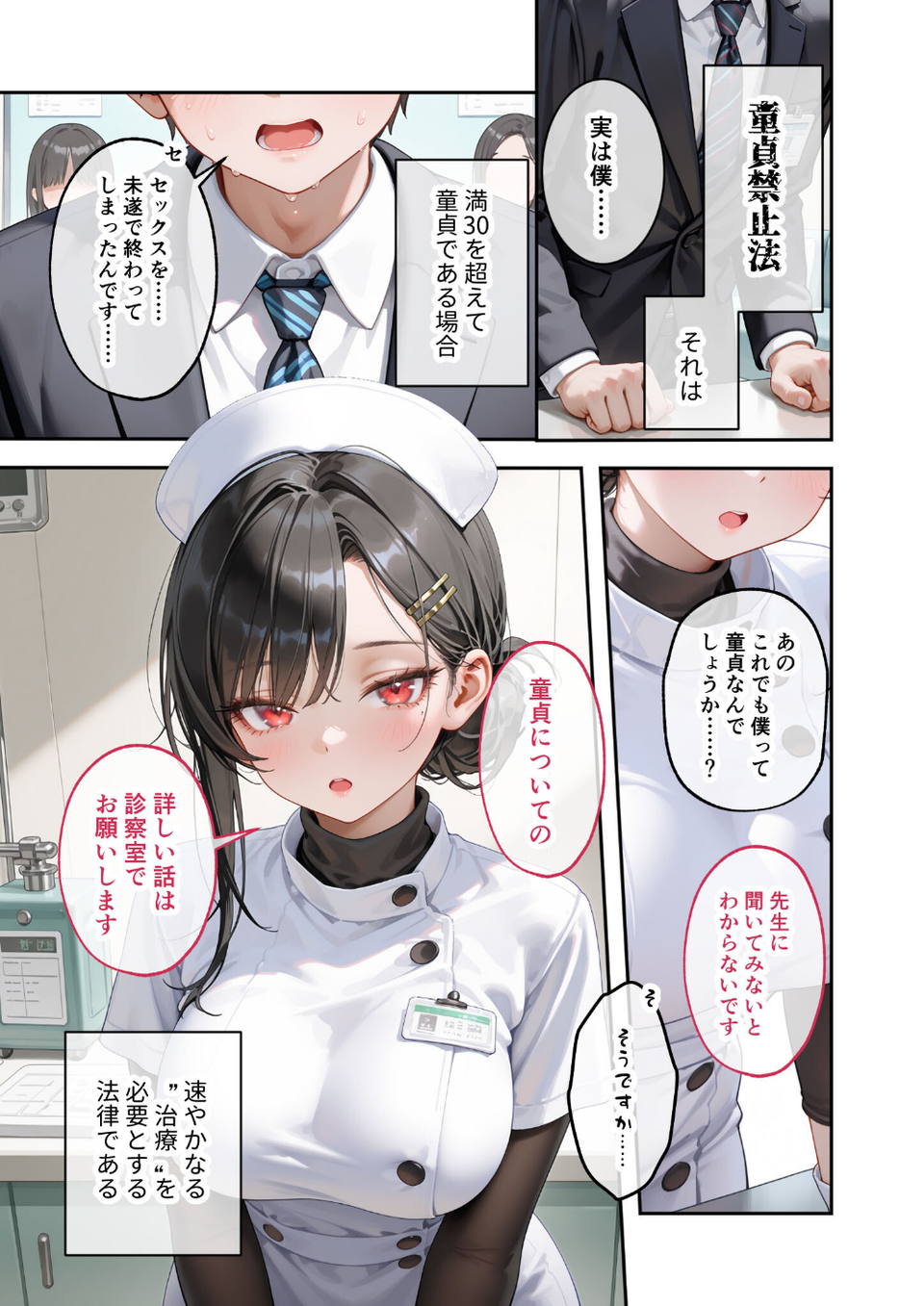 童貞撲滅！セックス・クリニック（2）〜白衣の天使に痴療された僕の童貞〜 モザイク版 3 ページ目