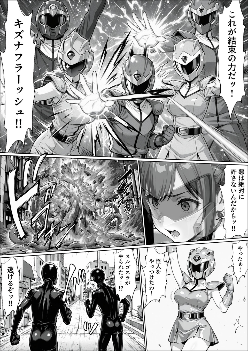 正義の戦隊ヒロイン！無限ハードSEXで戦えないほど快楽依存に●●され悪の組織に完堕ちする！ 前編 モザイク版 7 ページ目