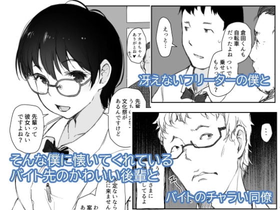 ショートカットで眼鏡の似合う人懐こいバイトの後輩がヤリチン同僚の車で送られてから無断欠勤している 1 ページ目