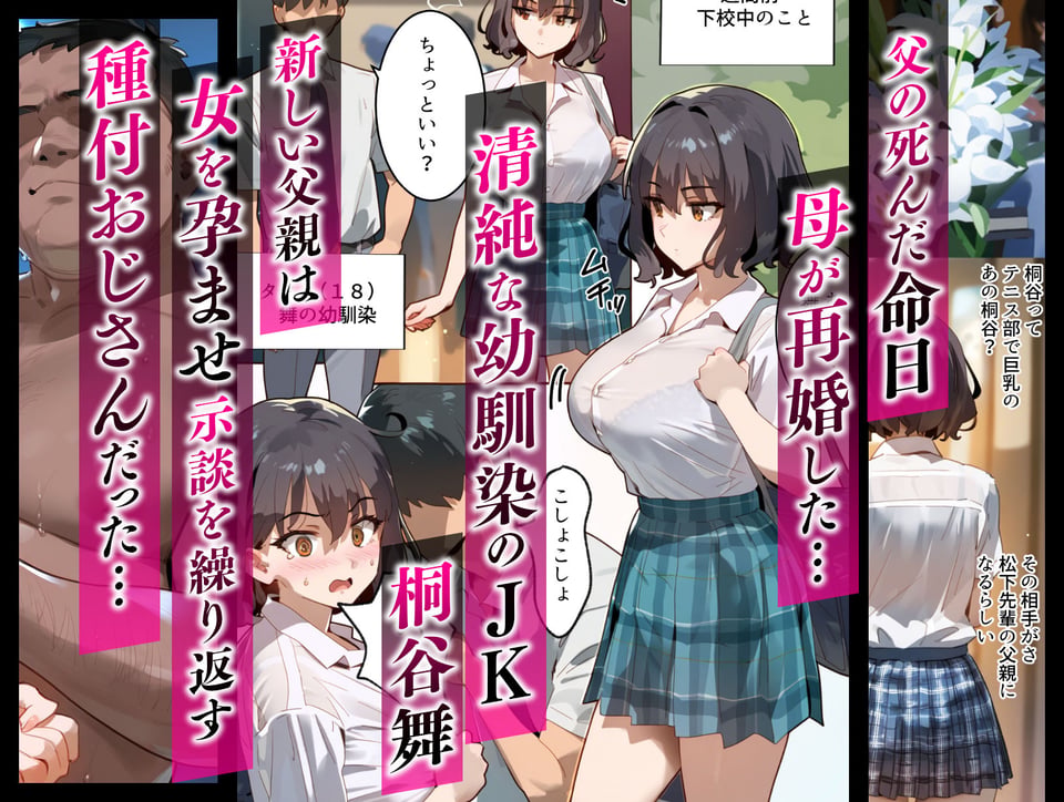 托卵命日！種付義父さん家の義妹にされ寝取られた幼馴染-母親再婚。幼馴染巨乳女子は実父の命日に嫌いな男達（義父＆義兄）に寝取られ孕まされる話 1 ページ目