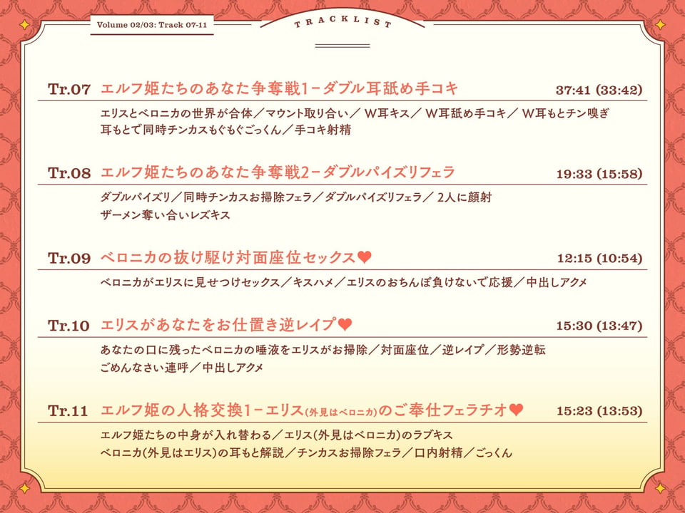 ハイエルフとダークエルフのお姫様がチンカス汚ちんぽに媚び媚びご奉仕してくれるお話♪【KU100】 6 ページ目