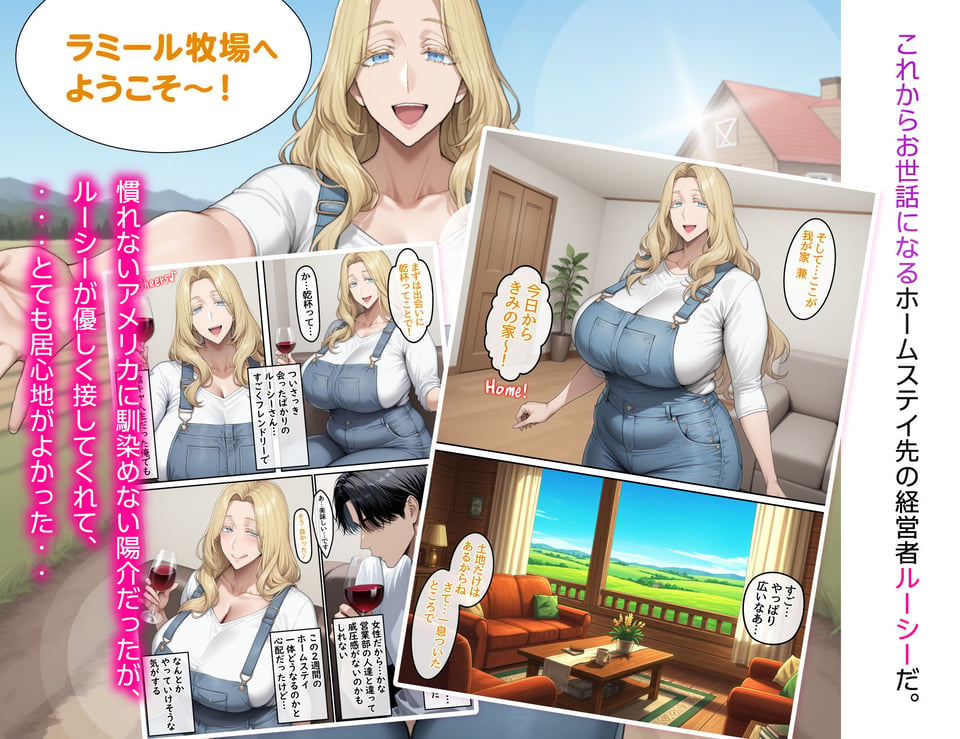 ホームステイ先の爆乳ブロンド美女に雌牛コスで誘惑されてイチャラブ種付け生活1 4 ページ目