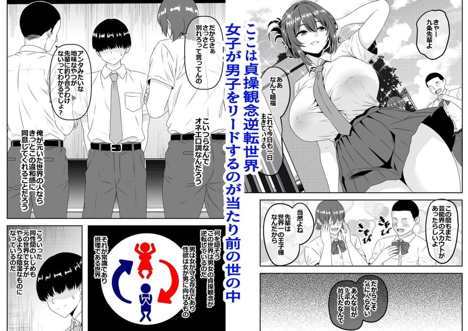 【貞操逆転】頼れる王子様系の先輩、初Hでくっそ情けない腰ヘコ早漏セックスを披露してしまう 1 ページ目