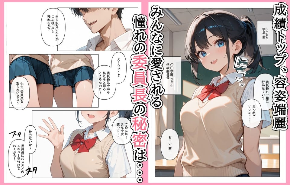 裏垢投稿者を、捕まえた！「むっつりスケベ委員長は、先生に犯●れたい！？」 1 ページ目