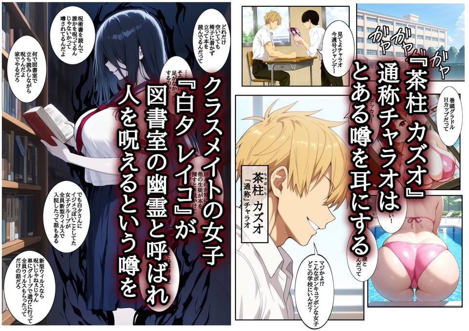 図書室の幽霊と呼ばれている女子にエッチなことしたら… 1 ページ目