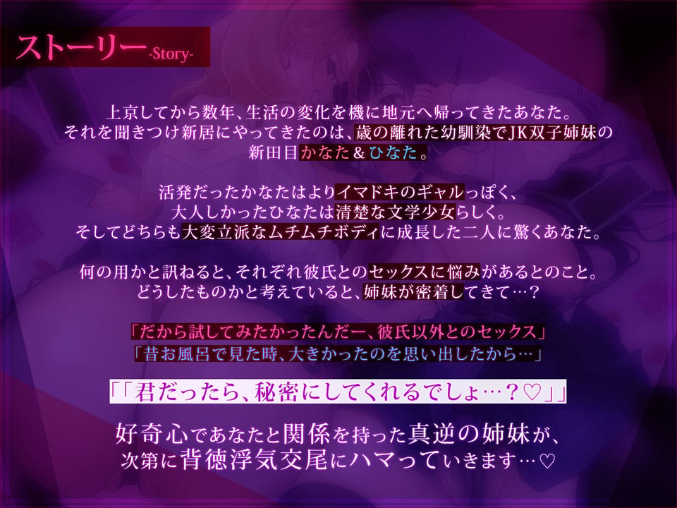 【浮気チン堕ち/ドスケベ差分イラスト付き】むちエロ年下双子姉妹が浮気交尾にハマって堕ちる〜陽キャ＆陰キャ幼馴染と本性わからせド下品生ハメ〜【KU100】 4 ページ目