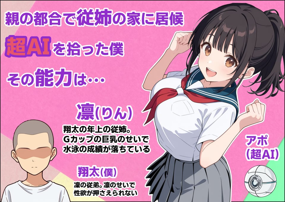 巨乳女子校生の従姉が生意気年下に催〇で言いなりになる話 1 ページ目