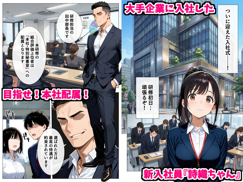 セックスはビジネスマナー!?新入社員を生ハメ中出し研修〜オフィスではセックスが新しい挨拶と評価基準になりました〜 2 ページ目