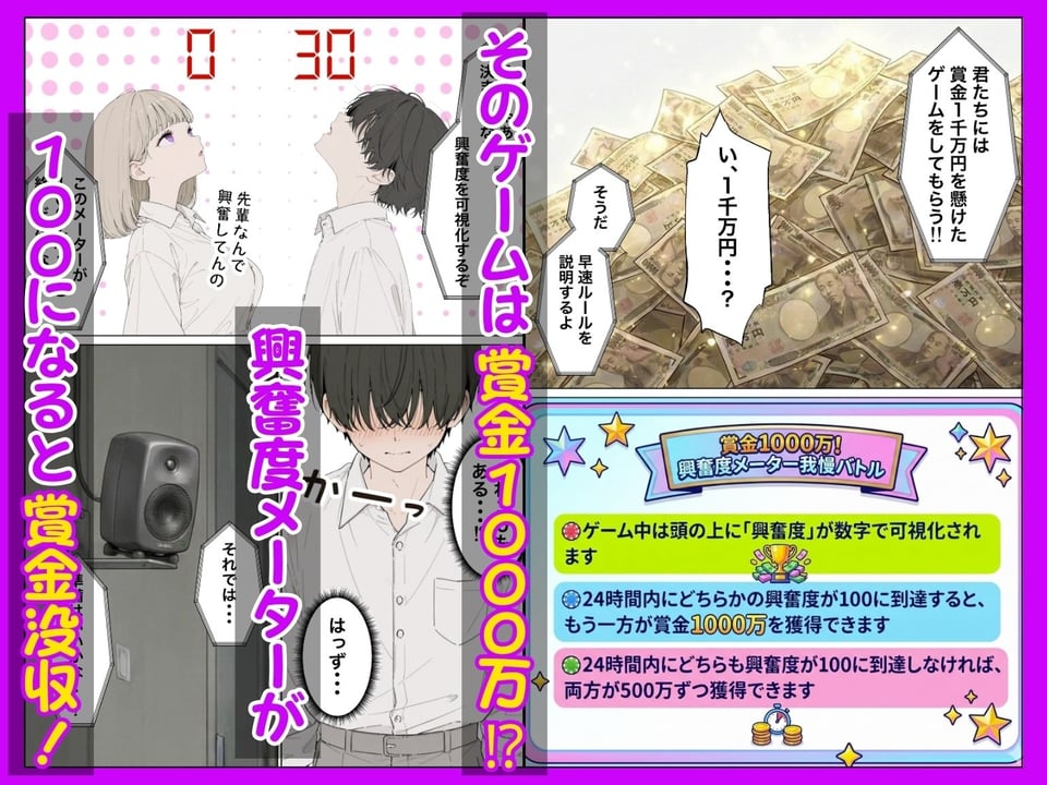 お金好きのダウナーギャルと賞金1000万懸け興奮度メーター我慢バトルで潮だくセックス 5 ページ目