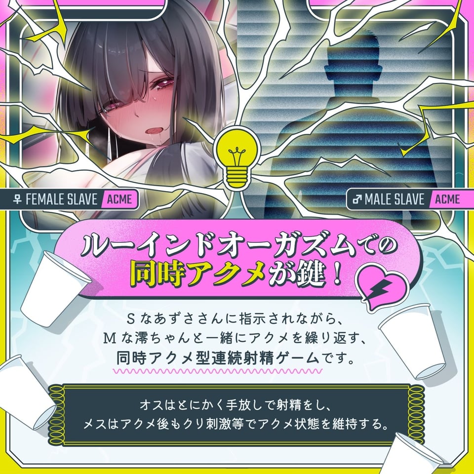 【男女同時アクメ】同時アクメが鍵★ドS女子とオス社畜とメス社畜の三者絶頂「アクエネ1」〜強●ルーインドのアクエネ発電所で乱れイキ〜【アクメナビ搭載】 1 ページ目