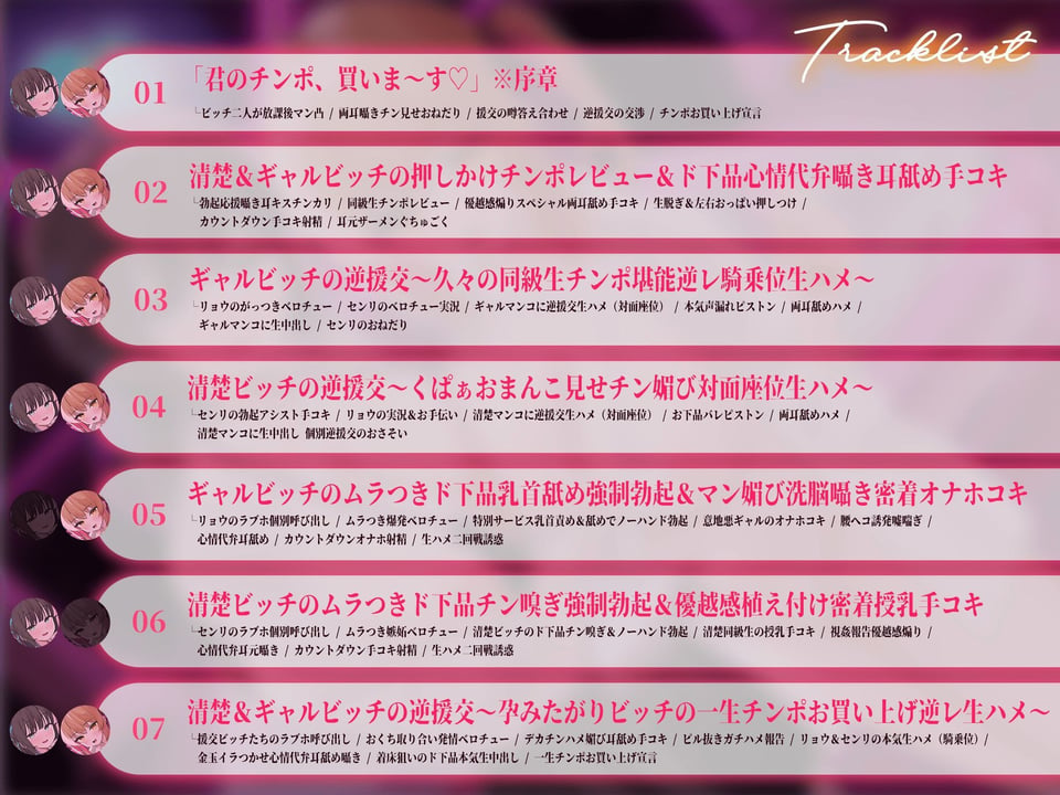 【逆援交ハーレム3P/ドスケベ差分イラスト付き】ギャル＆清楚ビッチのチンポ取り合い逆援交〜汚いお金で同級生チンポをお買い上げ〜【KU100】 7 ページ目
