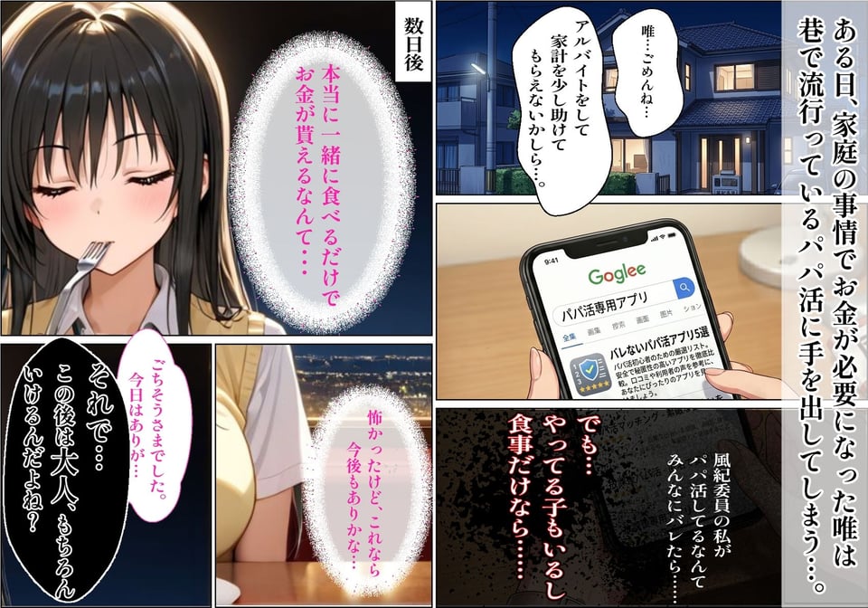 【パパ活×催〇】放課後の裏バイト-パパ活初心者の処女J〇が催〇で『パパ専用着せ替え肉便器』になっちゃった話- 2 ページ目