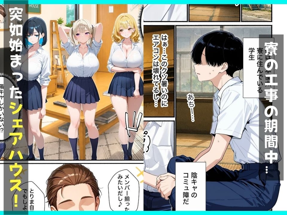 ギャルとシェアハウス？？童貞陰キャな僕がハーレム無双で生ハメセックスした話 1 ページ目