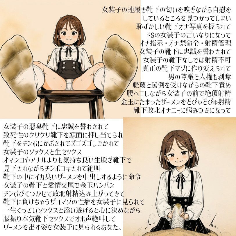 あなたは女装子の靴下でオナニーしちゃうザコオス君です。 1 ページ目