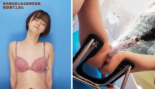 ここで撮影した写真を貼れば絶対合格するというピストンバイブ証明写真ボックス2リクルートスーツの女子大生がどんなに突かれても笑顔をキープ 11