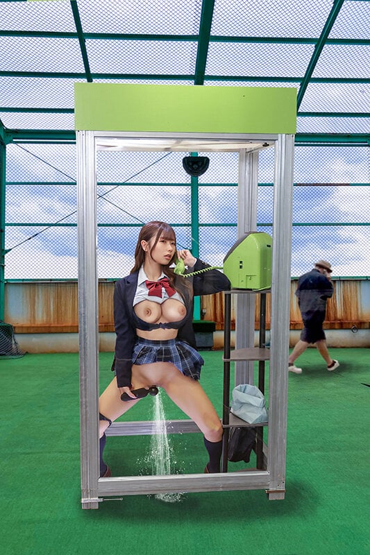 公衆電話ボックス360度 顔面最強美乳J〇きき乳首チャレンジ 1