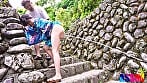 ドキドキ露出!ALLホンモノ精子!温泉旅行で初めての野外真正アナル中出し3本番 東雲あずさ 10